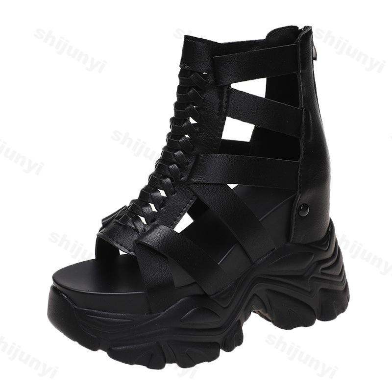 Fashion Roman Style Retro Hollow Wedge Heel Casual Sandals for Women's 2025 Summer New Fish Mouth Comfortable Versatile Platform Sandals