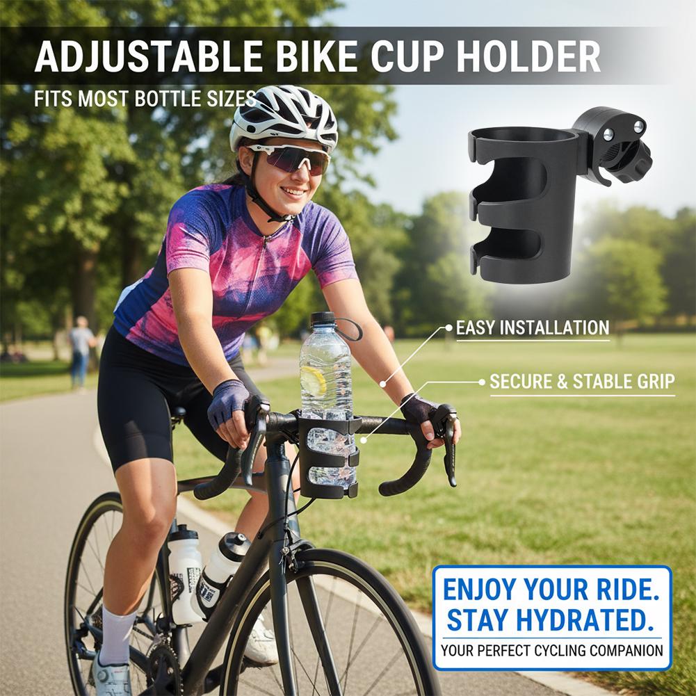 Adjustable Clamp‑on Cup Holder Universal Bike Stroller Water Bottle Holder Durable Plastic Drink Holder for Baby Stroller Bicycl
