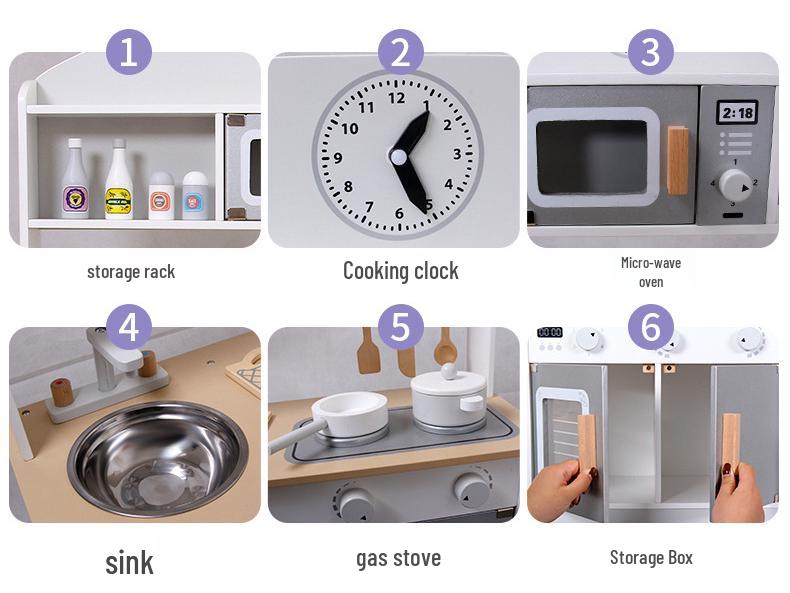 Wooden Play Kitchen Set for Kids: Pretend Cooking Toys for Boys and Girls