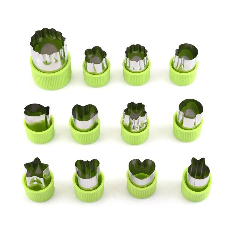 12pcs/set Vegetable Fruit Cutter Cartoon Shape Cutting Mold  Stainless Steel Fruit Cutting Die Vegetable Tools Kitchen Gadgets