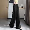 Knitted Wide Leg Pants for Women Autumn Winter High Waist Straight Leg Pants Loose and Casual Design Drawstring Work Pants