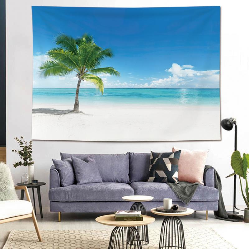 VIKAMA Coconut Tree Palm Tree Tapestry Dormitory Bedside Camping Wind Decoration Ins Room Sea Beach Wallpaper Home Decoration