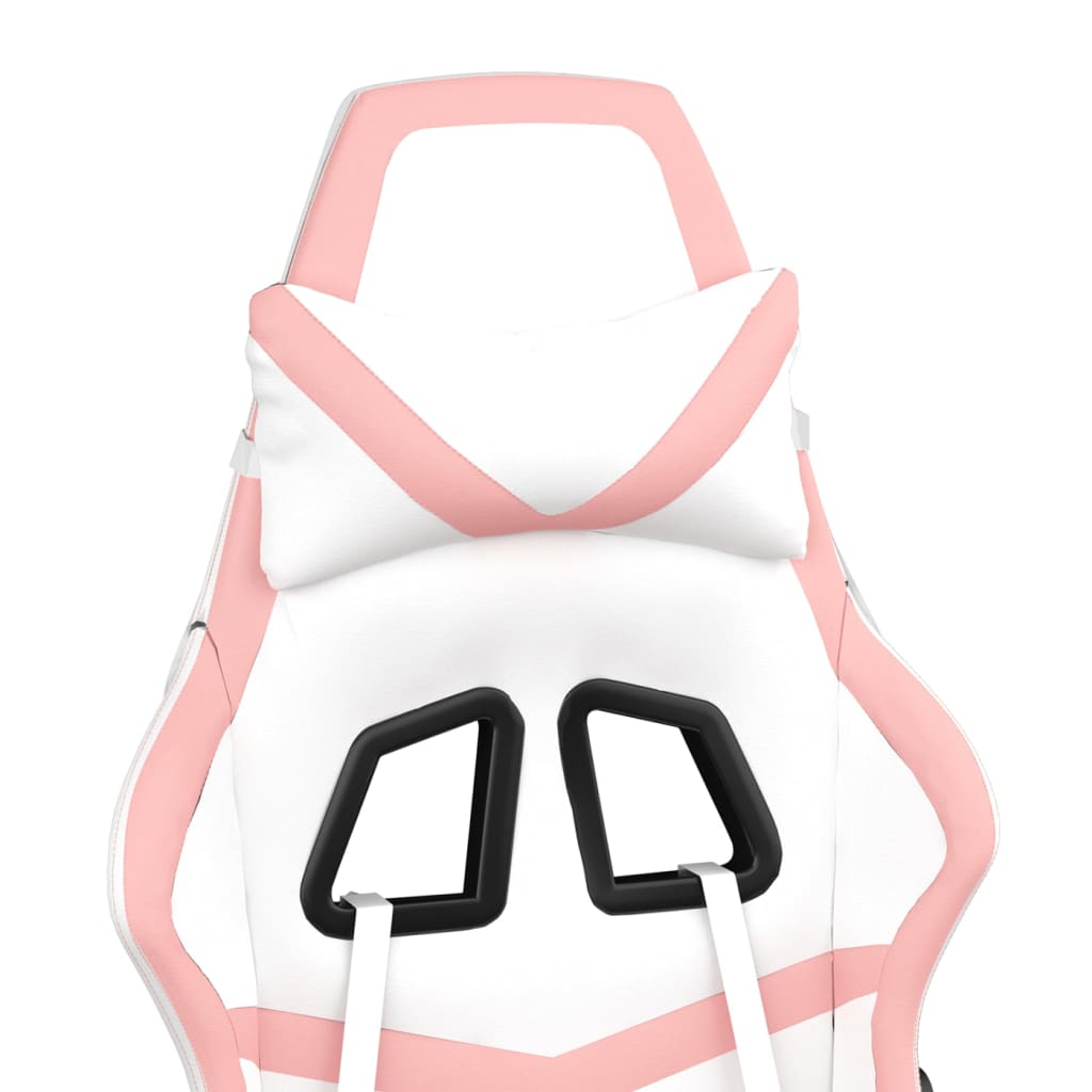 Gaming Chair White and Pink Faux Leather