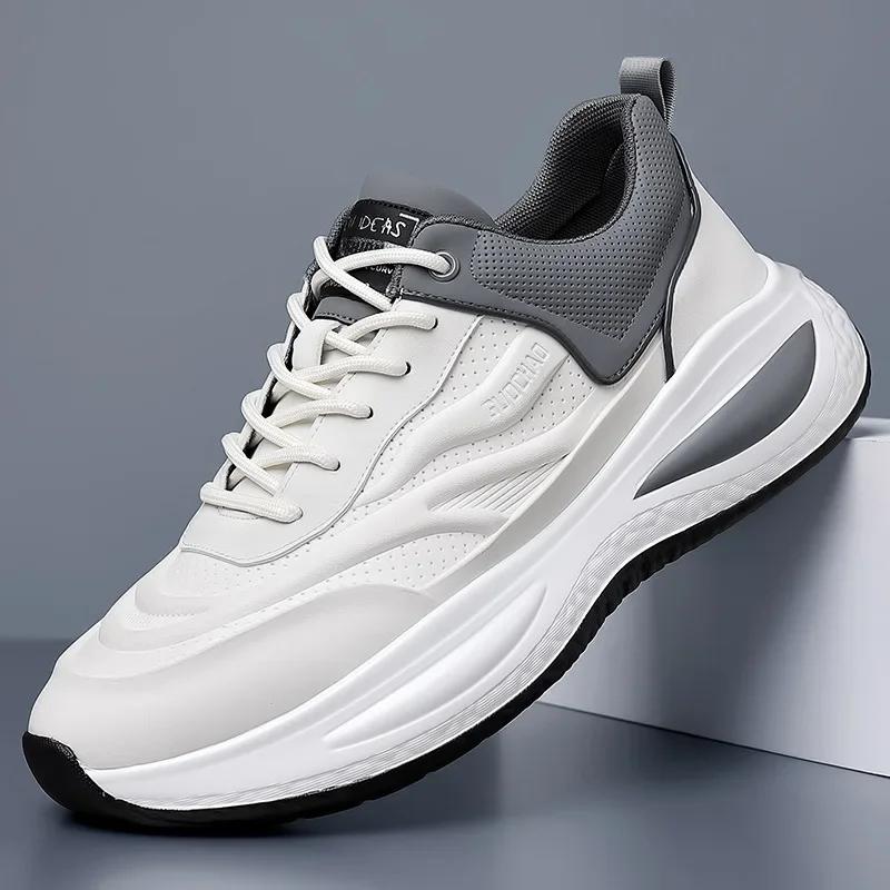 Fashion Casual Sports Platofrm Sneakers for Men Spring Autumn Cow Leather Designer Shoes Man Fashion Korean Zapatos De Hombre