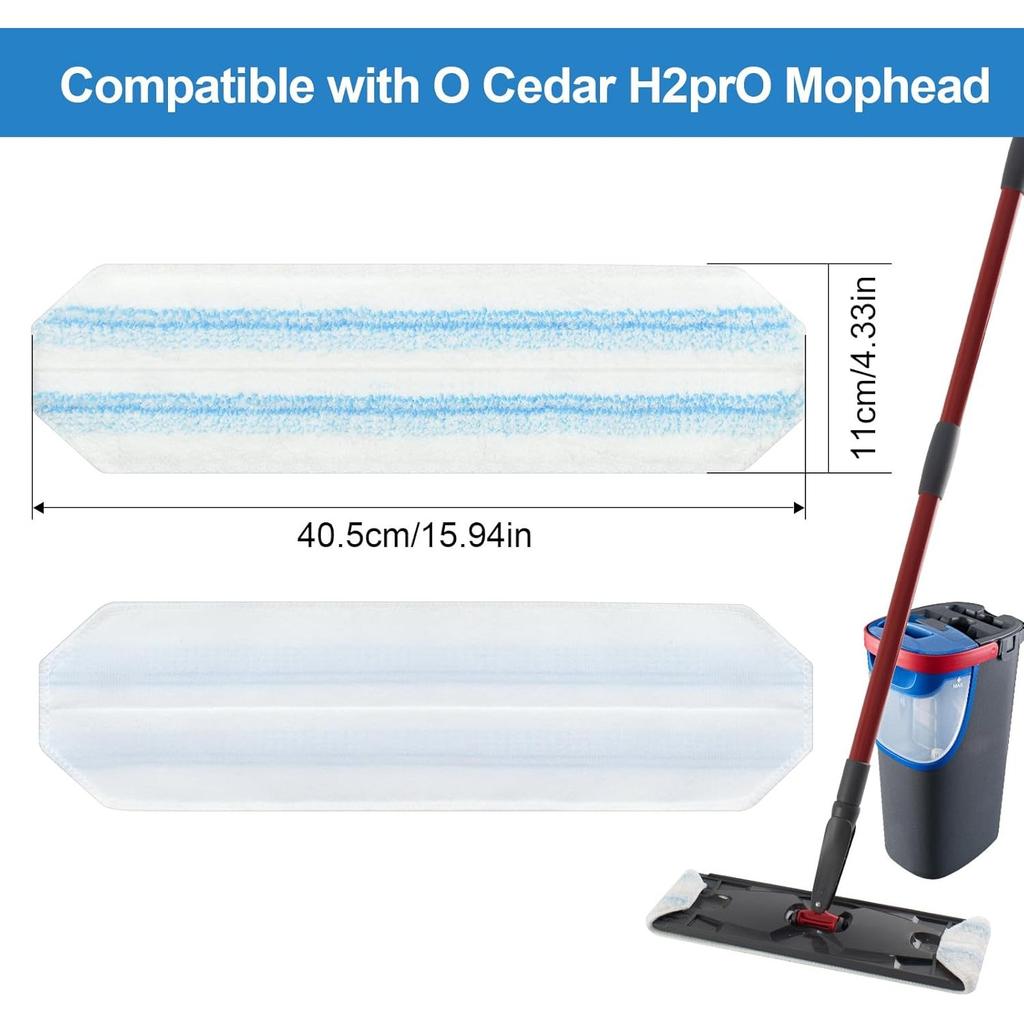 8 Pack Mop Pads Replacements Compatible with O Cedar/Vileda H2prO Flat Mop System Microfiber Mop Refills for O cedar/Vileda H2pro Flat