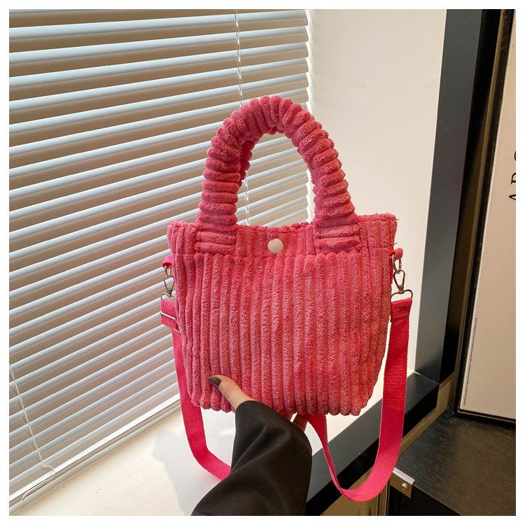 2024 Winter Corduroy Plush Crossbody Bucket Bag - Cute Furry Handbag