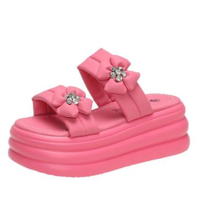 Mode Plateau Hausschuhe Sandalen Frau Schleife Dicke Sohle Hausschuhe Damen Klobige Flip Flops Neu Sommer Lässig Strand Pantoletten Zapatos Mujer