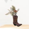 Cowgirl Boot Vase Resin Planter Retro Design Mini Decorative Figurine for Dining Table Bedroom Farmhouse Living Room Home Office