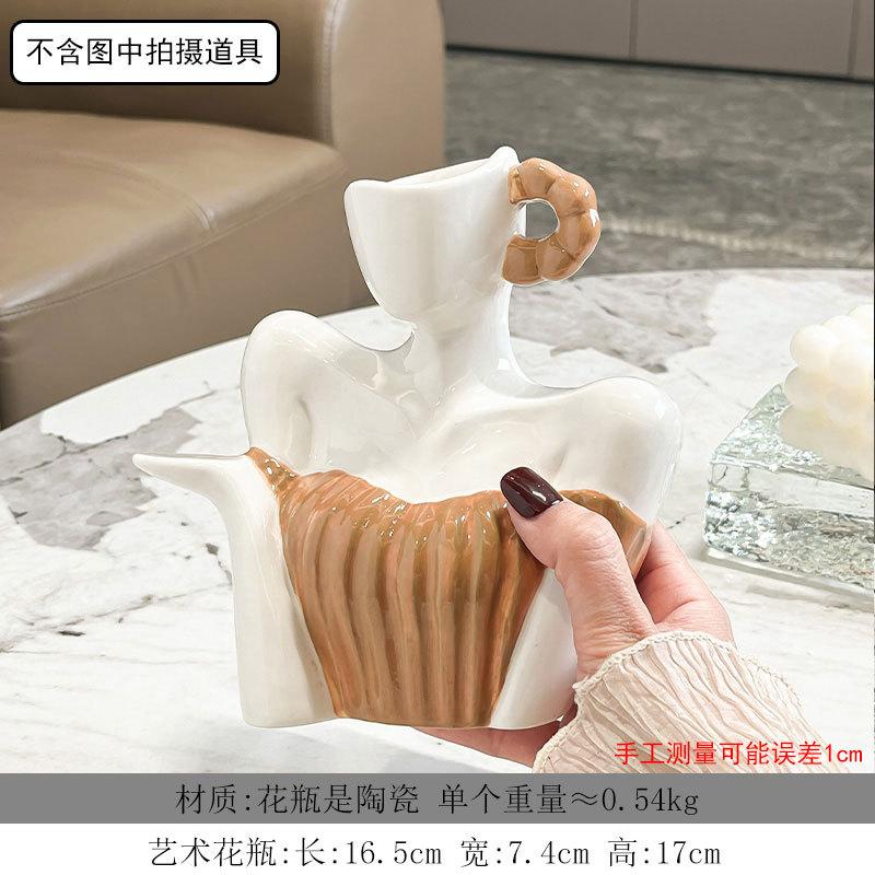 Ceramic Clavicle Vase Ornament Abstract Human Body Flower Arranger Living Room Office Dining Table Floral Vase Home Decoration