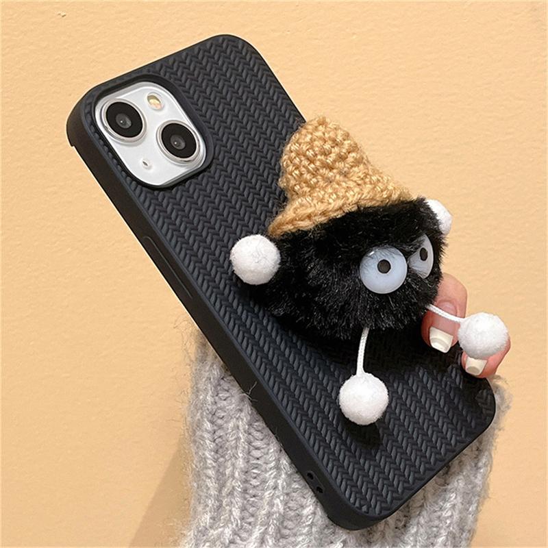Korea süße 3D Pelz Plüsch Briketts Webmuster Fall für Iphone 14 13 12 11 Pro Max X Xr 7 8 Plus geflochtene stoßfeste Soft Cover