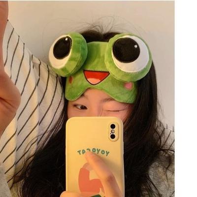 Lovely Cartoon Frog Sleep Eye Mask Skin-friendly Green Big Eyes Sleep Mask Breathable Shading Sleeping Eye Cover Dream Night