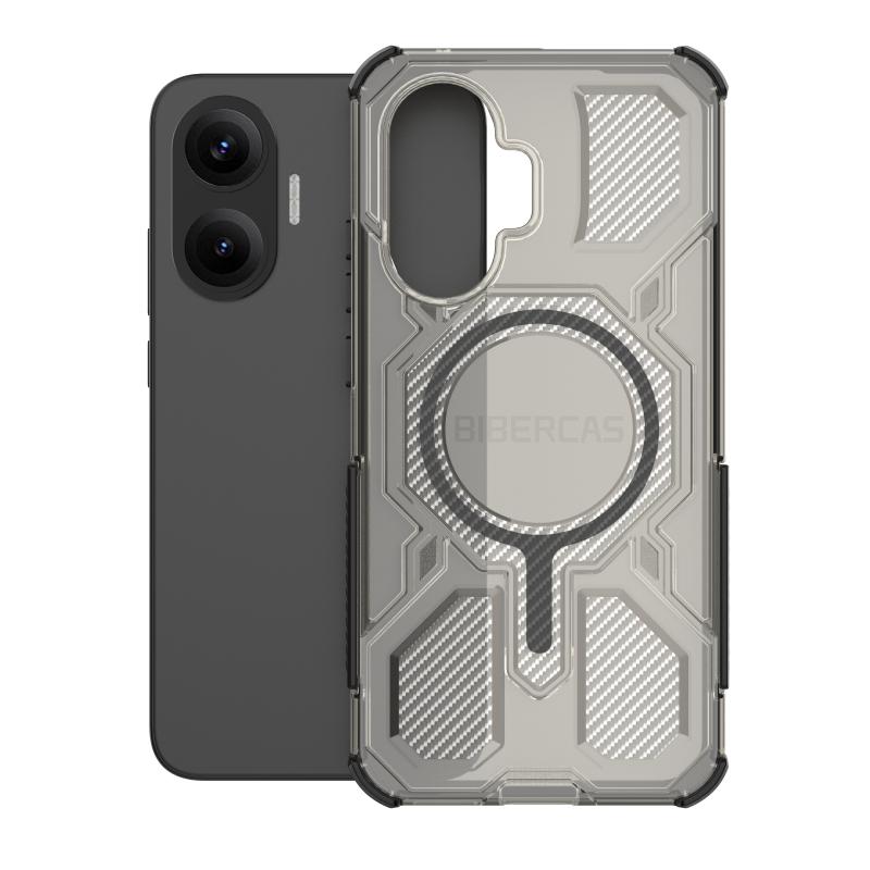 Coque magnétique translucide BIBERCAS pour Xiaomi Poco F7 Redmi Turbo 4 Pro 5G Chargement sans fil Cadre en TPU Coque arrière en plastique pour téléphone