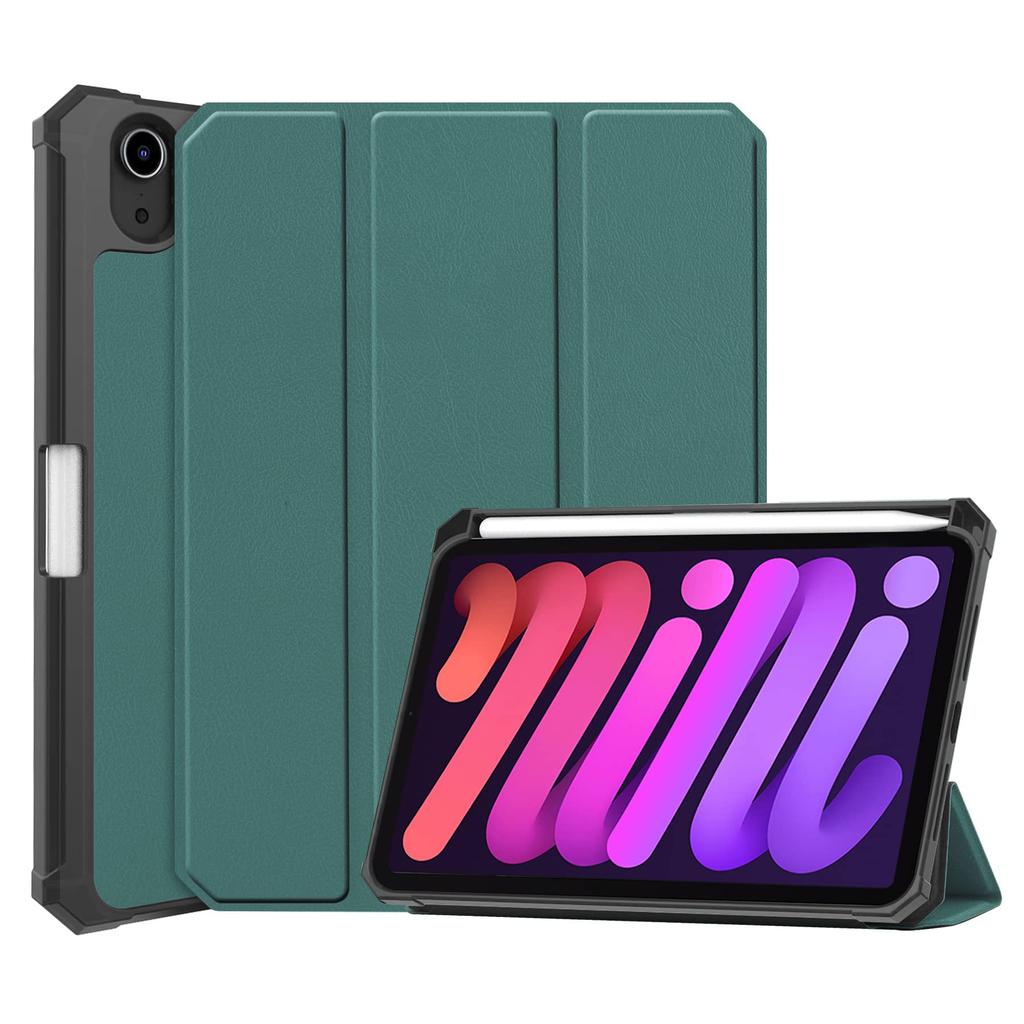 Case for iPad Mini 7 6 8.3'' with Pencil Holder-[Tri-fold Stand + Auto Wake/Sleep],Premium PU Leather Case Shockproof Hard Shell