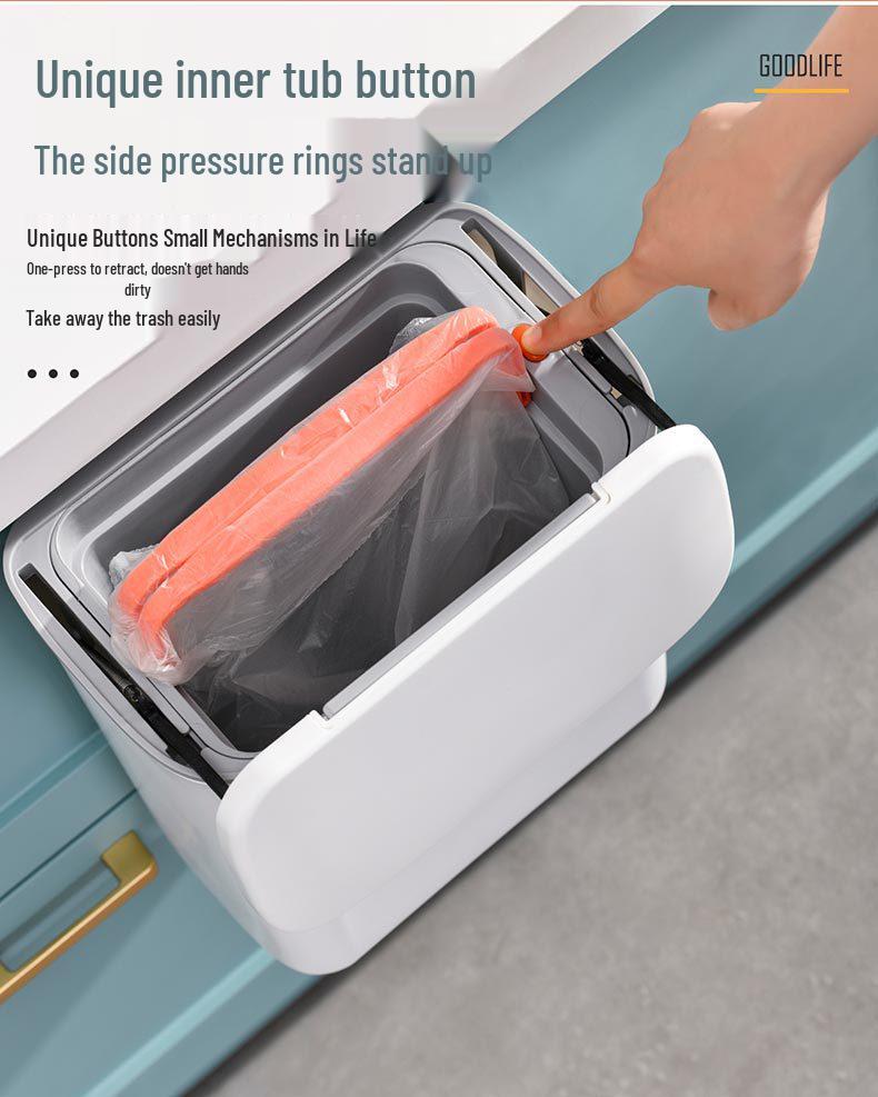 Hanging Kitchen Trash Can with Sliding Lid and Inner Bucket for Household Use