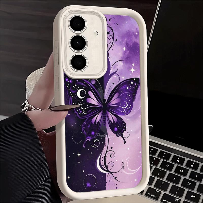 Phone Case for Samsung Galaxy A17 A16 A15 A14 A13 Beautiful Purple Butterfly A56 A36 A26 A55 A35 A25 A54 A34 A24 A53 A33 A23 A07