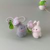 Cartoon Flocking Cat Pendant Keychain Y2K Butterfly Wings Key Ring For Women Girls Cute Camera Bag Pendant Decoration Gifts