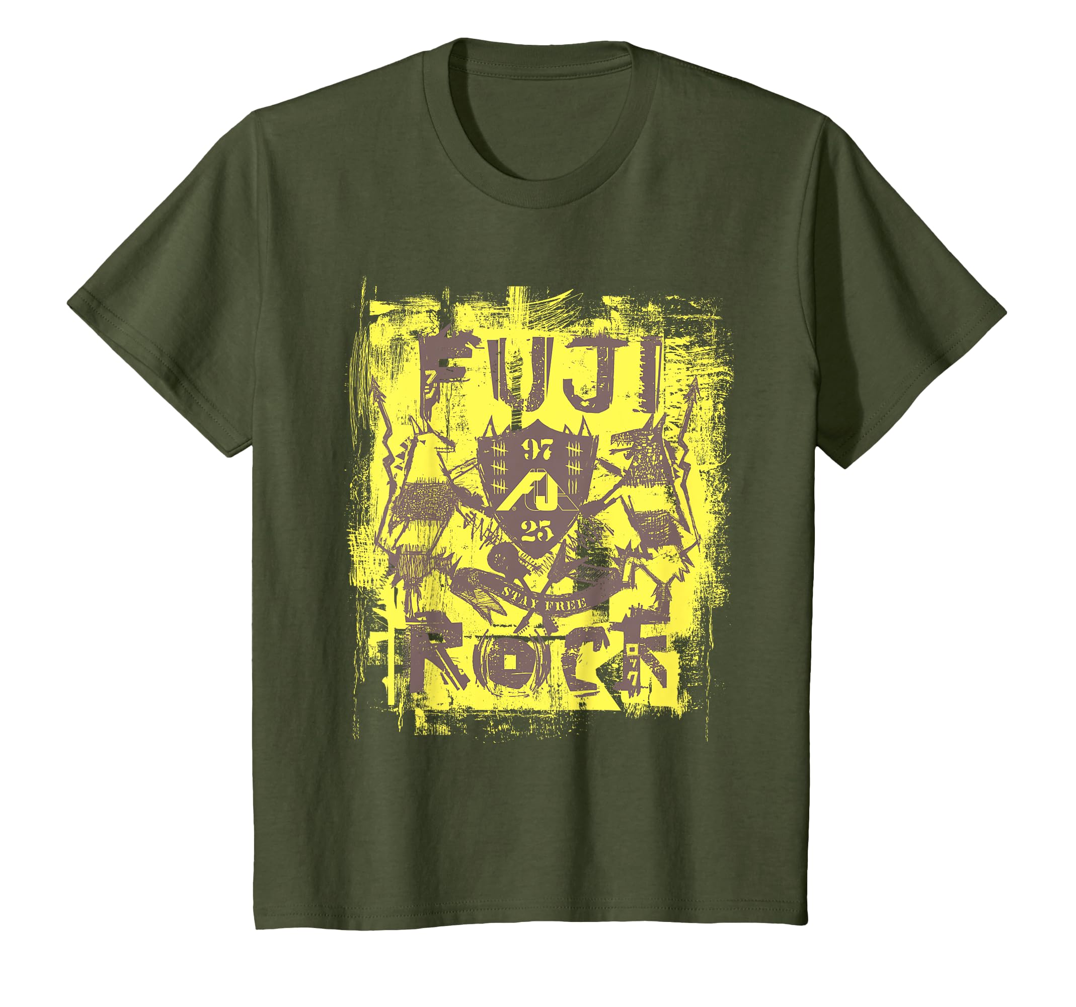 

Детская футболка FUJI ROCK 25 эмблема Amazon Limited Color Оливковая чёрный