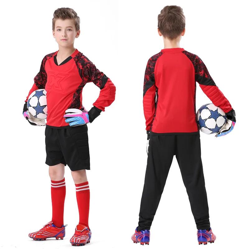 Kids Goalkeeper Uniform Boys Goalkeeper Jersey Doorkeepers Long Sleeve Sponge Protective Football Uniform For Children's