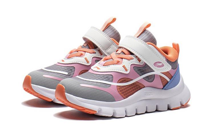 Li Ning YOUNG Slip Resistant Cushioning Abrasion Resistant Kids Lifestyle Shoes Gray Pink White YKNS028-2