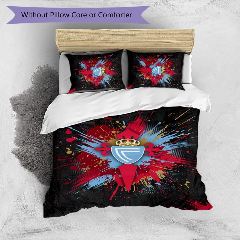 Set Biancheria da Letto 3 Pezzi Stampato Celta Vigo FC Copripiumino Traspirante con Federe Biancheria da Letto Decorativa per Camera da Letto Casa