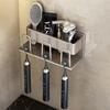 Metal Toothbrush Storage Rack Wall-Mounted U-Shaped Card Slot Electric Toothbrush Holder Razor Cup Shelf Bathroom Organizer