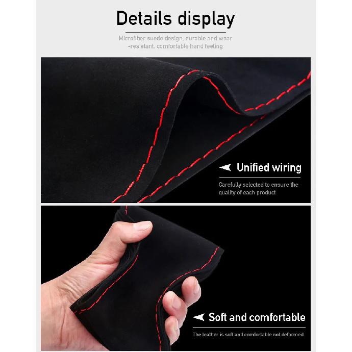 SEAMETAL Braid Steering Wheel Cover Premium Suede Anti Slip Breathable Steering Cover Anti Scratch 37-39CM Steer Wheel Protector