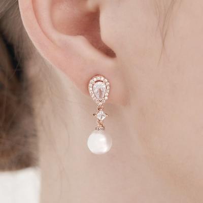 ELLE Jewelry 14K Fine Waterdrop Pearl Drop Long Earrings ELGPEE556