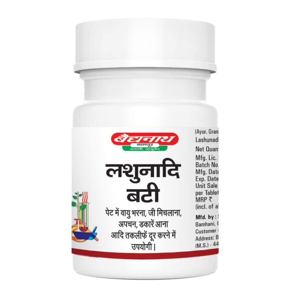 Baidyanath Asli Ayurved Lashunadi Bati 80 Tablets X Pack of 2 for Digestive Health and Gas Relief