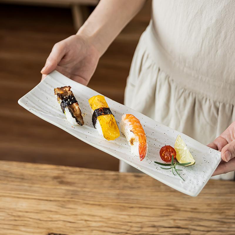 Japanese Rectangle Plate Household Ceramic Plate Plate Plate Restaurant Plate Retro Plate Sushi Plate