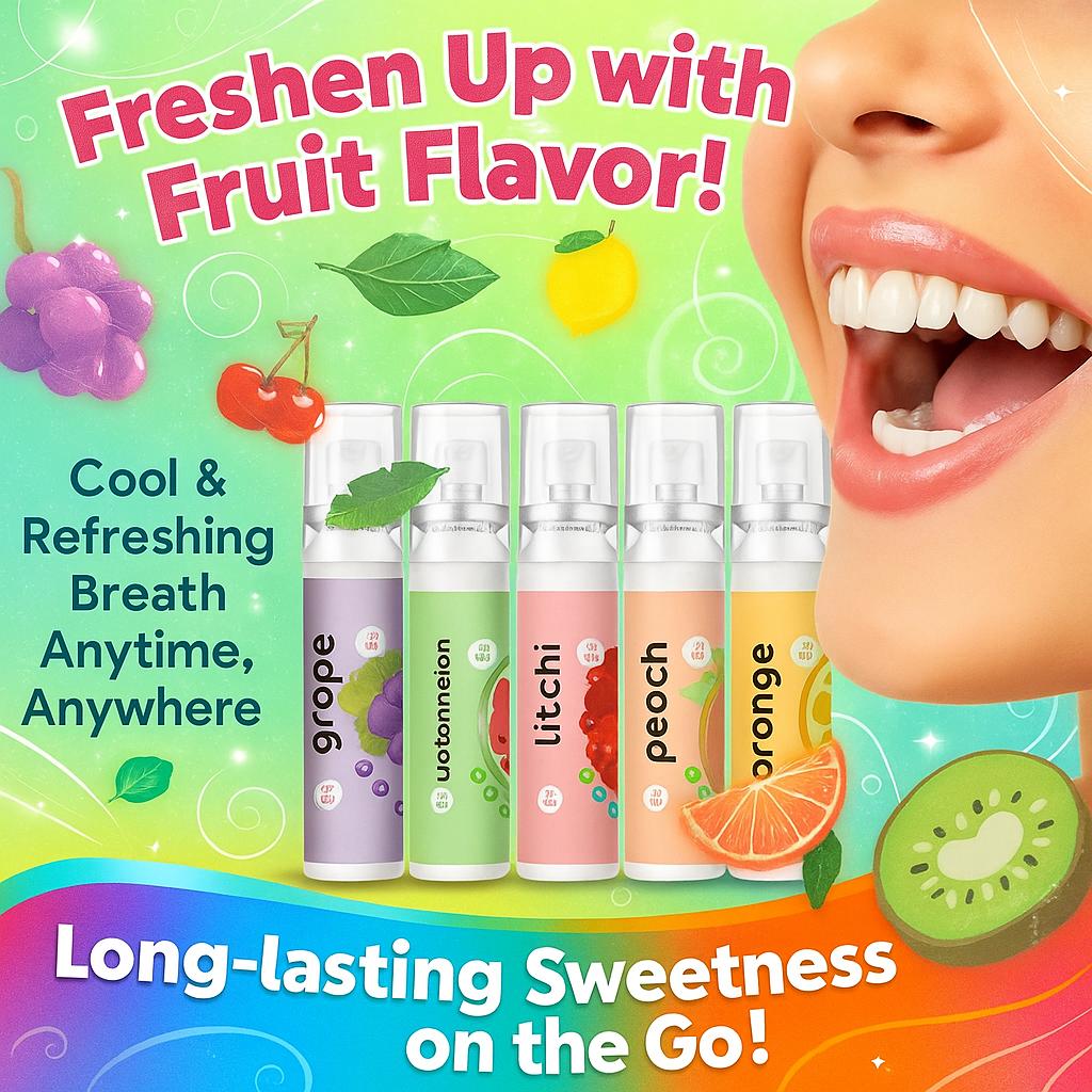 Fruit Flavor Fresh Breath Spray Cool Mouth Freshener Remove Bad Breath Oral Care Portable Work Travel Long Lasting Sweet Spray
