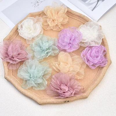 Flori din Organza Handmade Stil Coreean - Margini Arse Accesorii DIY pentru Pălării, Accesorii de Păr și Accesorii Vestimentare