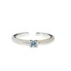 Single Diamond Sea Blue Zir*****Pen Ring Color Treasure Light Luxury Simple With Diamond Niche Design Fashion Ring Woman