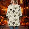 Women's Halloween Print Casual Loose Fit Three-Quarter Sleeve Round Neck Top