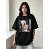 Cotton American Short Sleeve Shoulder T-Shirt Women's Bottom Shirt Loose Top