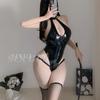 Sexy Lingerie Glossy Patent Leather Onesie Cosplay Uniform Pajamas