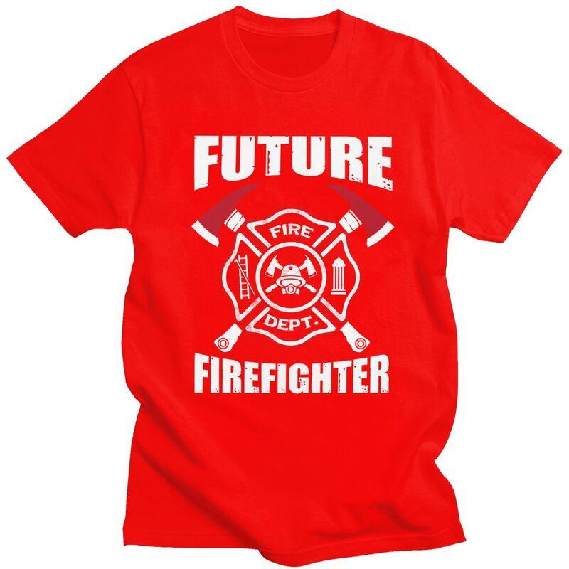 Custom Future Firefighter Tshirts for Men Short Sleeves Casual T Shirt Fire Rescue Fireman Tshirts Slim Fit Pure Cotton Tees