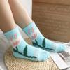 Plush Coral Velvet Socks Printing Sleeping Socks Casual Flower Pattern Socks  Thicken