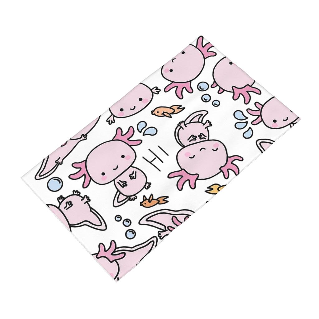 Swimmy Axolotls Soft Face Towel Quick Dry Pool Bath Cotton Towels Absorbent
