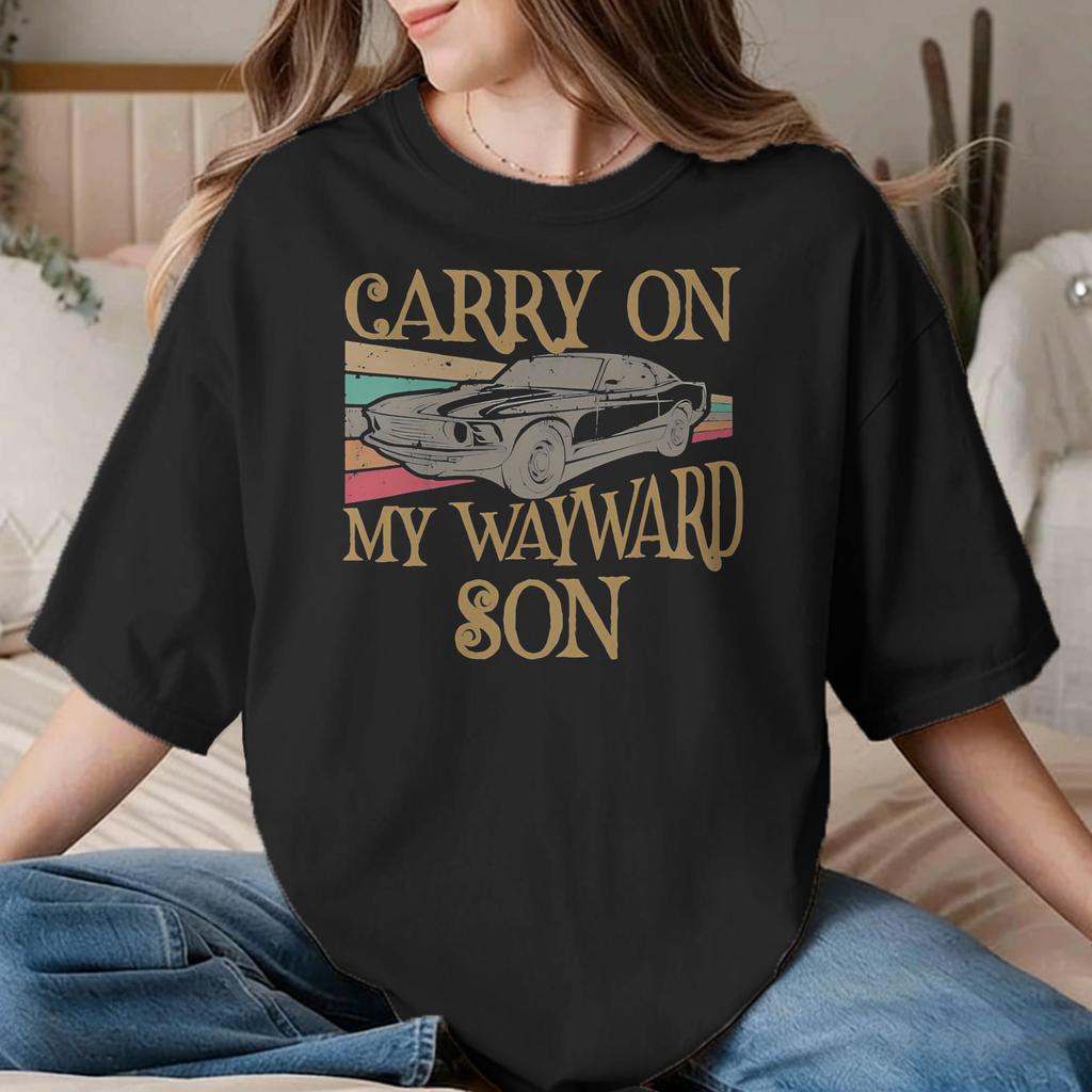 Carry On My Wayward Son for Unisex Unisex T Shirts Supernatural TV Shirt Short Sleeve O Neck TShirts Pure Cotton Printing Clothes