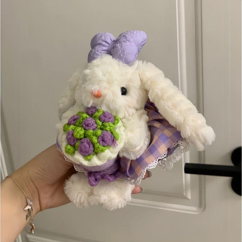 

New Style Adorable Handheld Bouquet & Plush Lop-Eared Rabbit Charm: High-Value Dopamine Cute Ornament