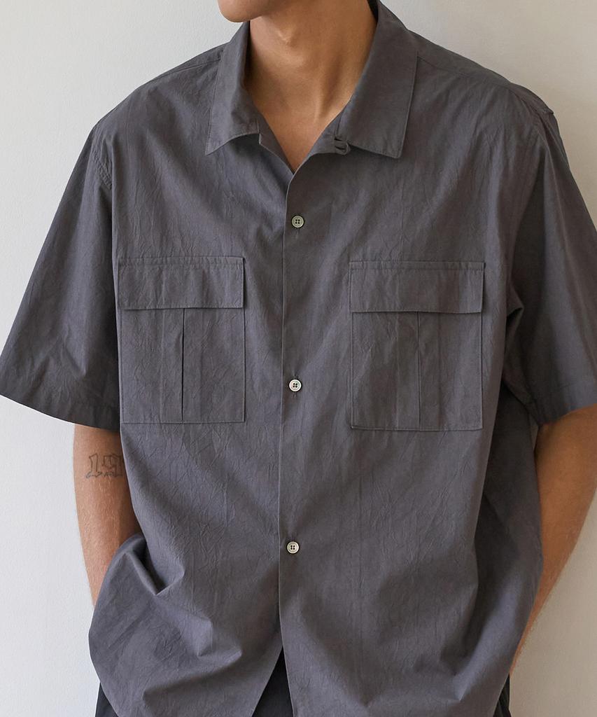 TRIP LE SENS Washed Utility Half Shirt_Charcoal