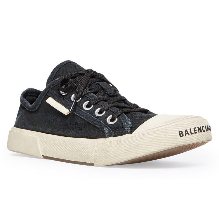 Balenciaga Paris Low Top Sneakers 'Black Destroyed Cotton And White Rubber' 688754W3RC21090