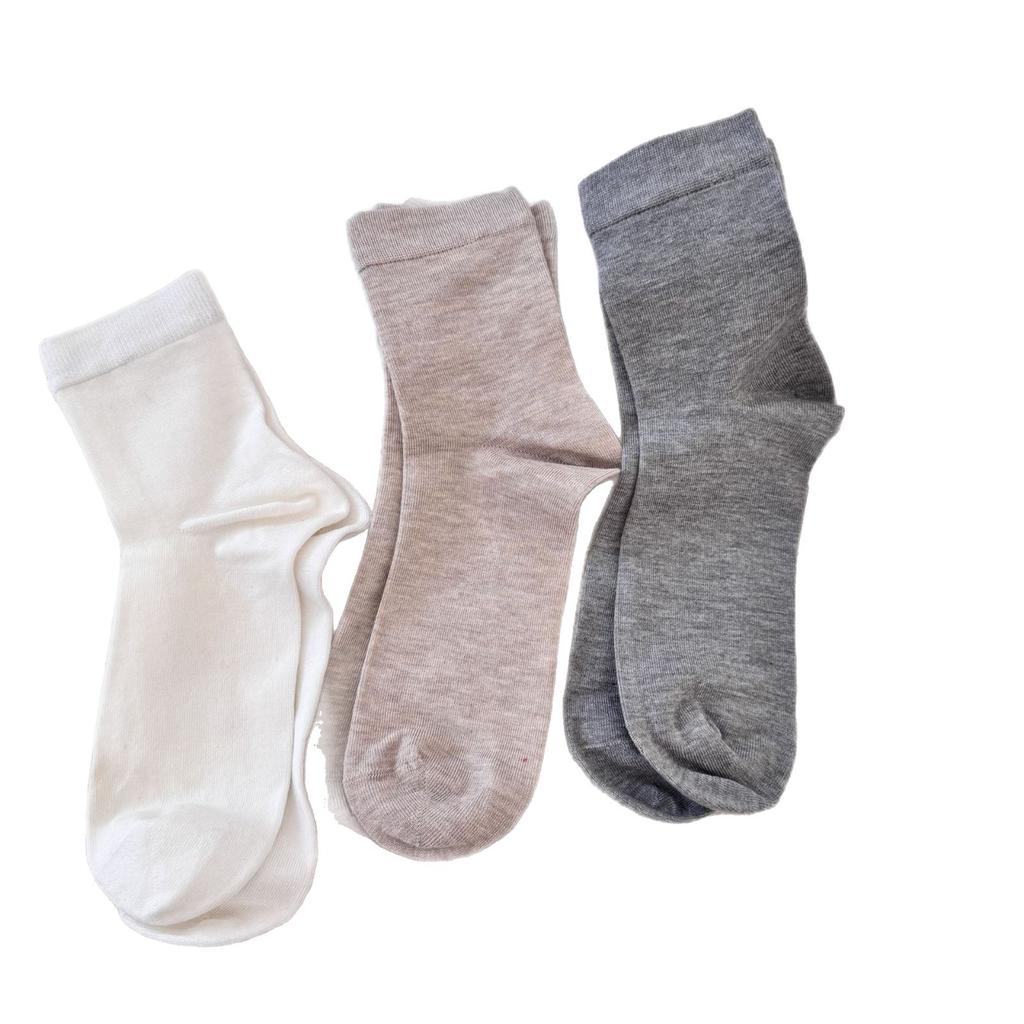 Mulberry Silk Breathable And Boneless Solid Color Simple Mid-Leg Socks Breathable And Sweat-Absorbing Thin Curled Women