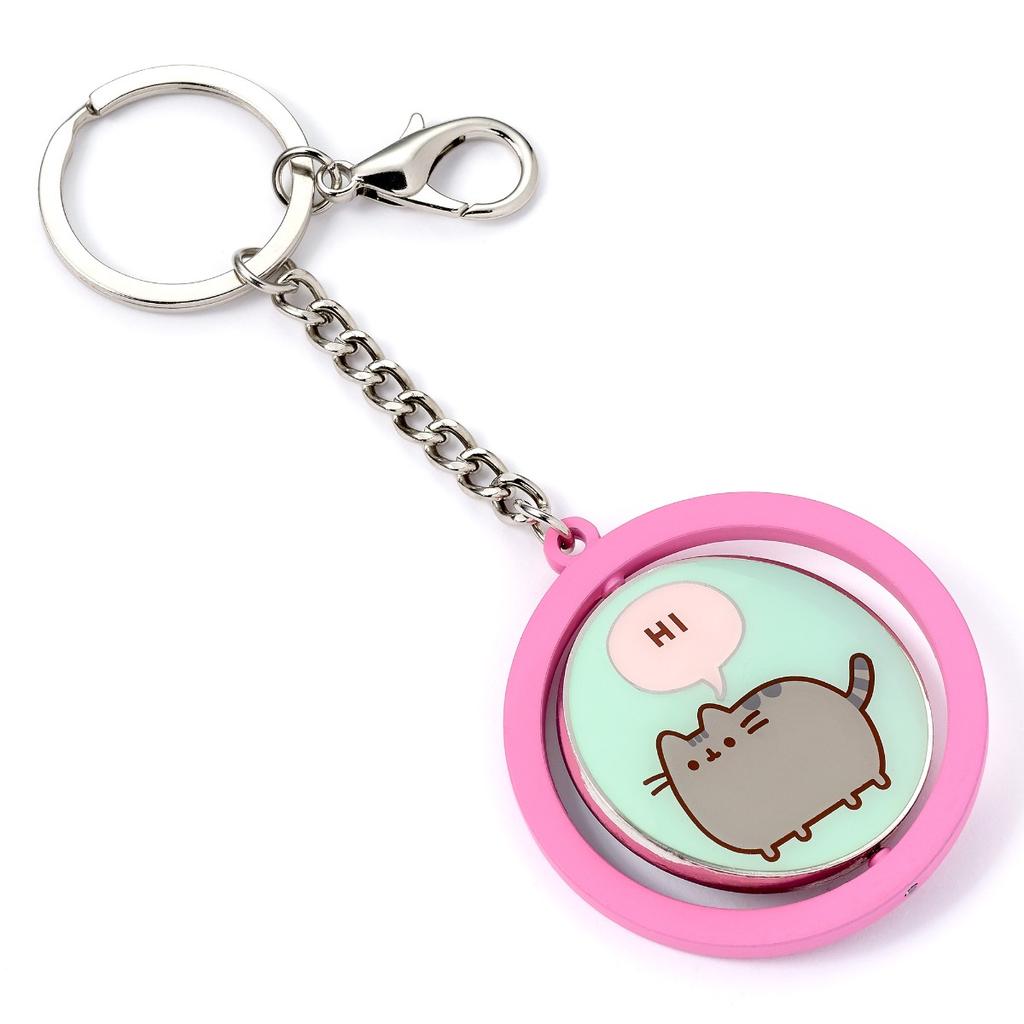 Pusheen the Cat Pink & Blue "Hi , Bye" Spinning Keyring