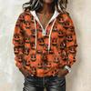 Women's Halloween Printed Long Sleeve Hoodie Drawstring Pullover Sweatshirt