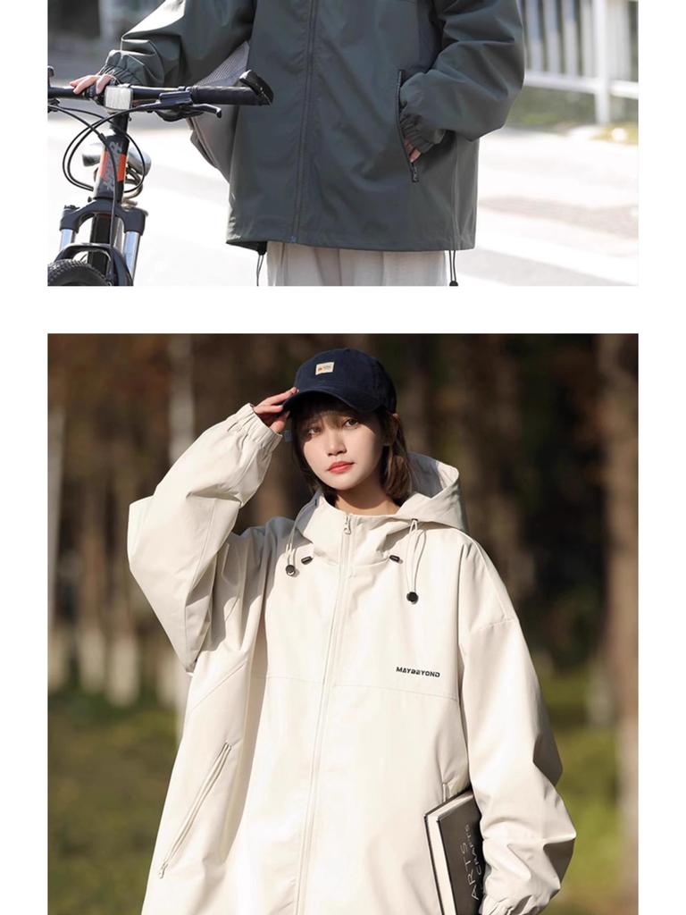 Unisex vodoodpudivá retro větrovka pro páry - ležérní, volná, jarní/podzimní outdoorové oblečení