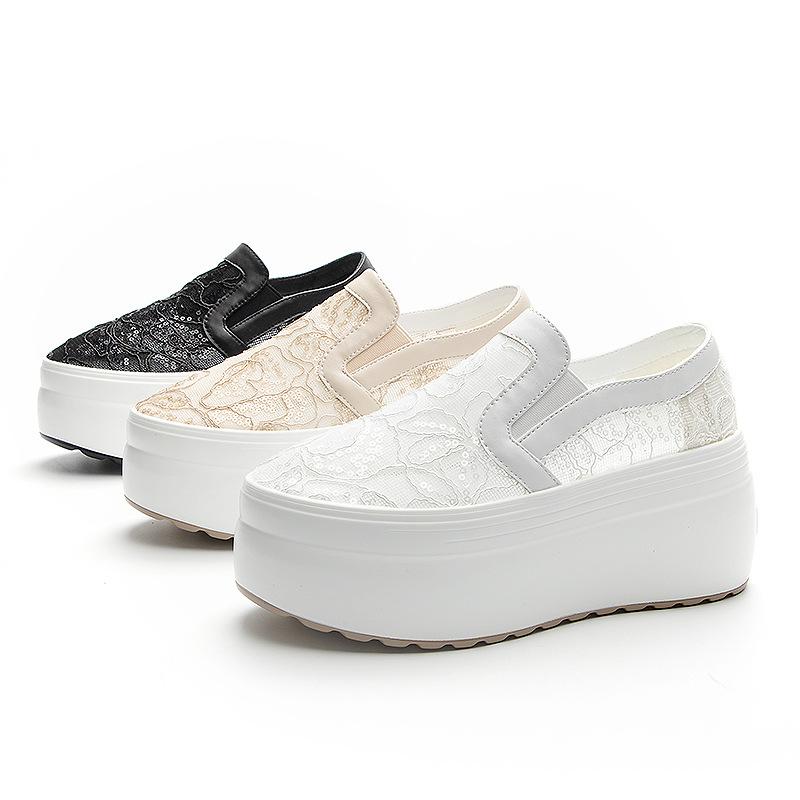Fujin 8cm 2023 nowa siatka powietrzna koronkowa moda letnia platforma klinowe Casual wygodne sandały na koturnie wysokiej marki oddychające buty