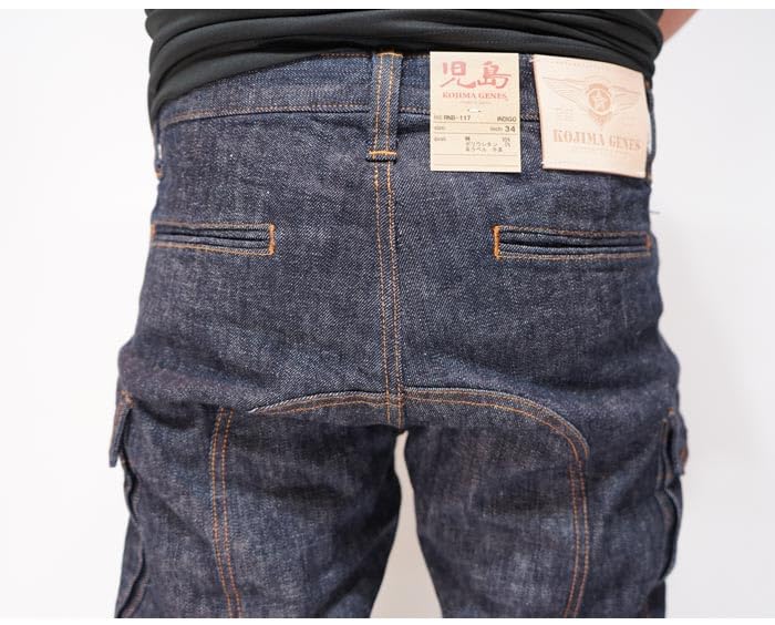 Kojima Jeans KOJIMA GENES 13oz Double Knee Cargo Slim Stretch Jeans Denim One Wash Made in Japan Men's RNB-117 Indigo-30