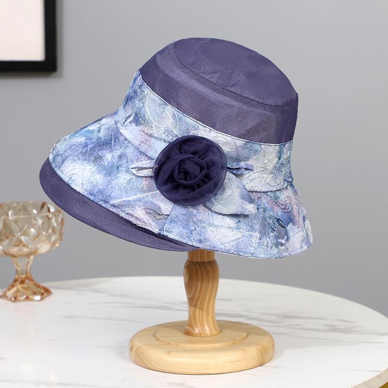 Summer New Hat Women the Elderly Organza Sun Hat Summer Sunshade Bucket Hat Mother Sunscreen Hat Thin