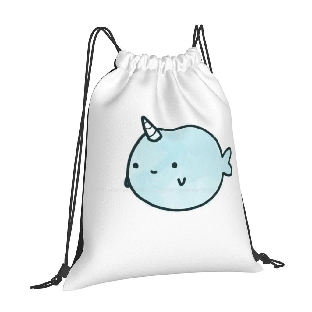 Narwhal Teen College Student Backpack Pattern Design Bags Whale Narwhal Ocean Animal Swimming Swimmer